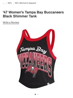 '47 Women's Tampa Bay Buccaneers Black Red Shimmer Tank
